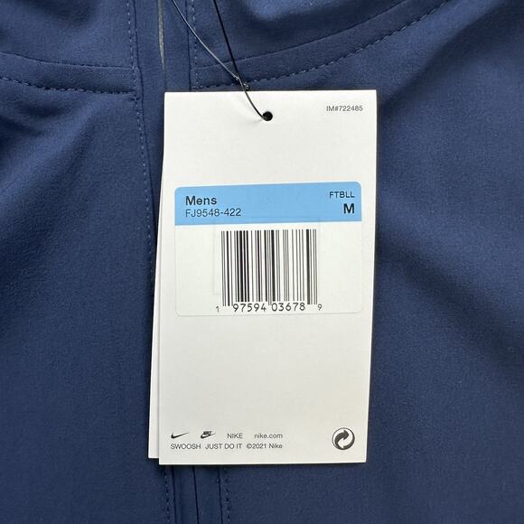 Nike Football Coaches Jacket Mens Medium Blue Short Sleeve Hooded Pullover - Picture 7 of 11